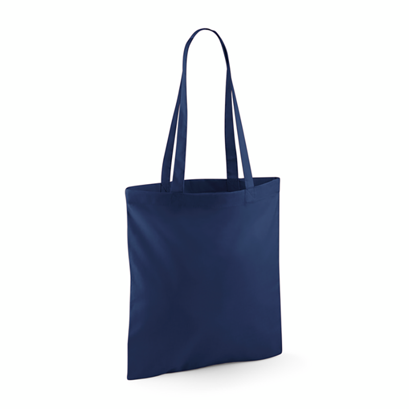Navy blue tote bag on a white background