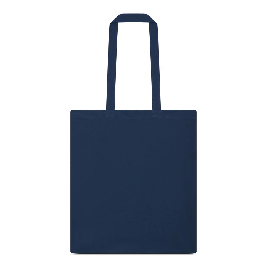 Navy blue tote bag on a white background