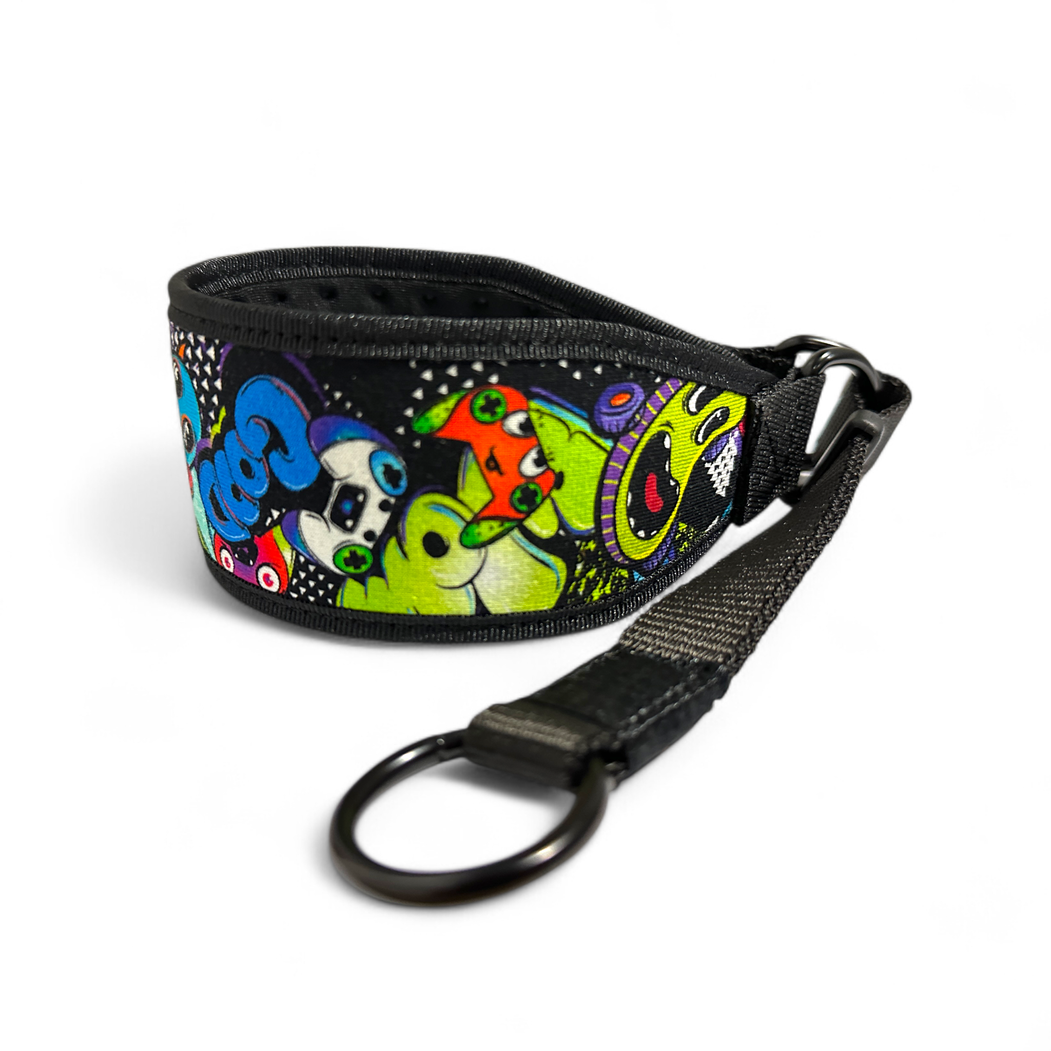 Colorful strap with cartoon characters on a white background