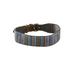 Handcrafted Striped Leather Collar with Unique Patterns