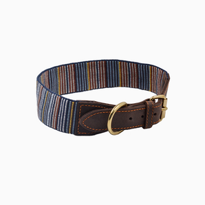 Handcrafted Striped Leather Collar with Unique Patterns