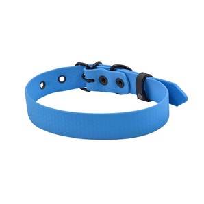 Blue Water-Resistant Biothane Collar with Metal Buckle