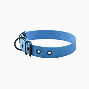 Blue Water-Resistant Biothane Collar with Metal Buckle