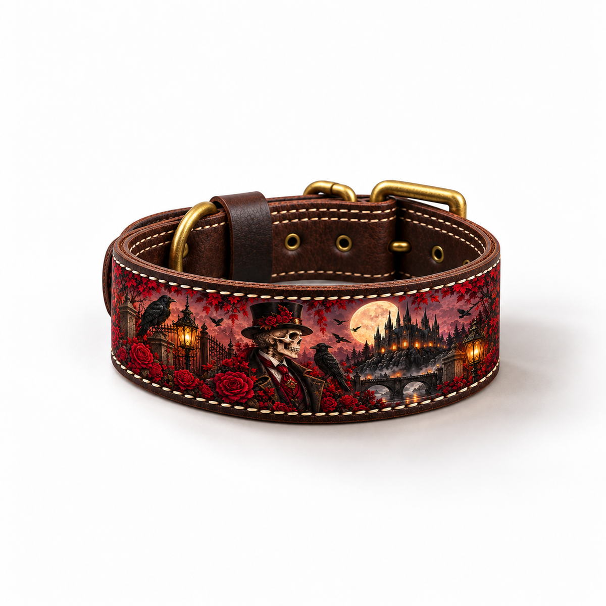 THE GENTLEMAN – Natural Leather Dog Collar | Halloween Limited Edition