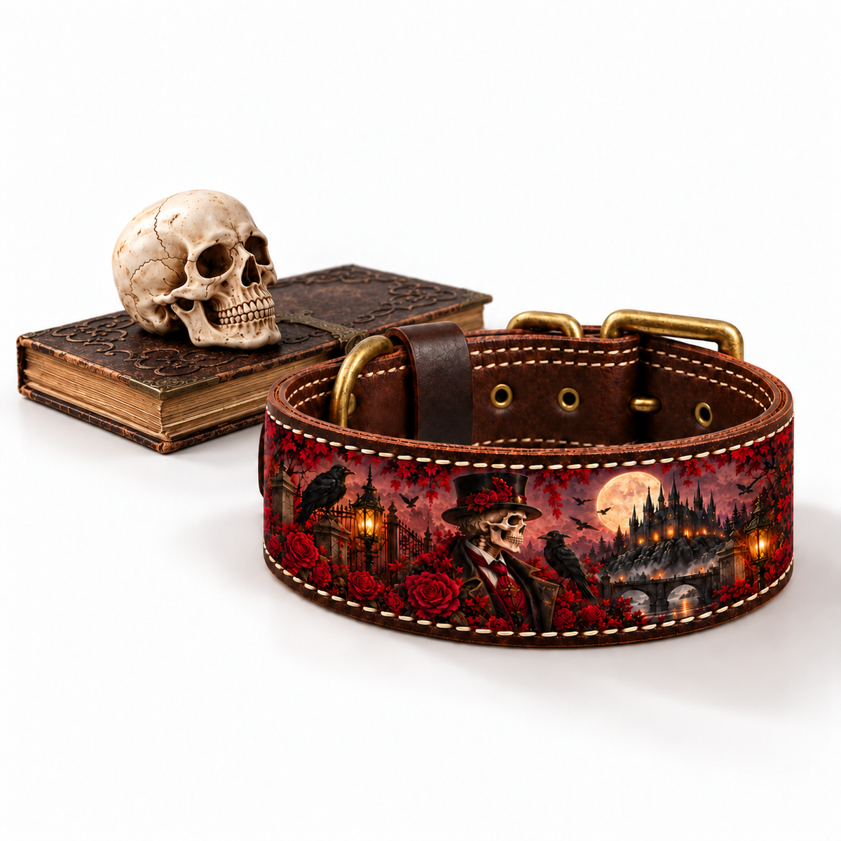 THE GENTLEMAN – Natural Leather Dog Collar | Halloween Limited Edition